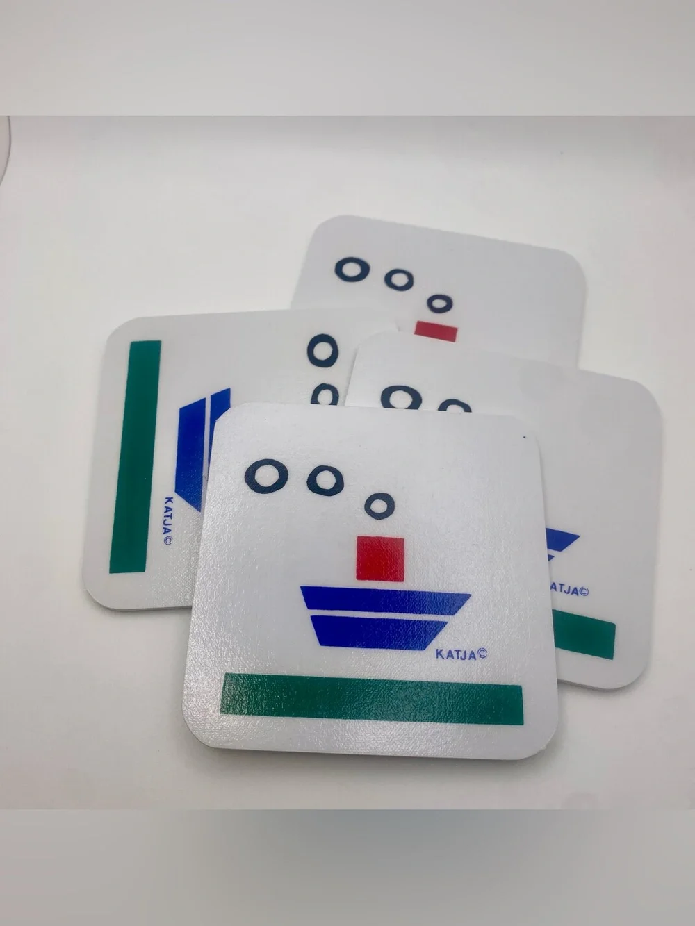 Vintage Katja Mid Century Modern Nautical Boat Coasters Set of 4 w/ Original Box
